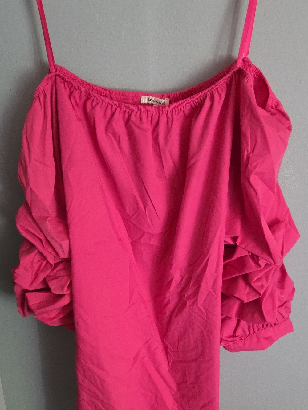 bleuh ciel Hot Pink Off-Shoulder Ruffle Sleeve Dress